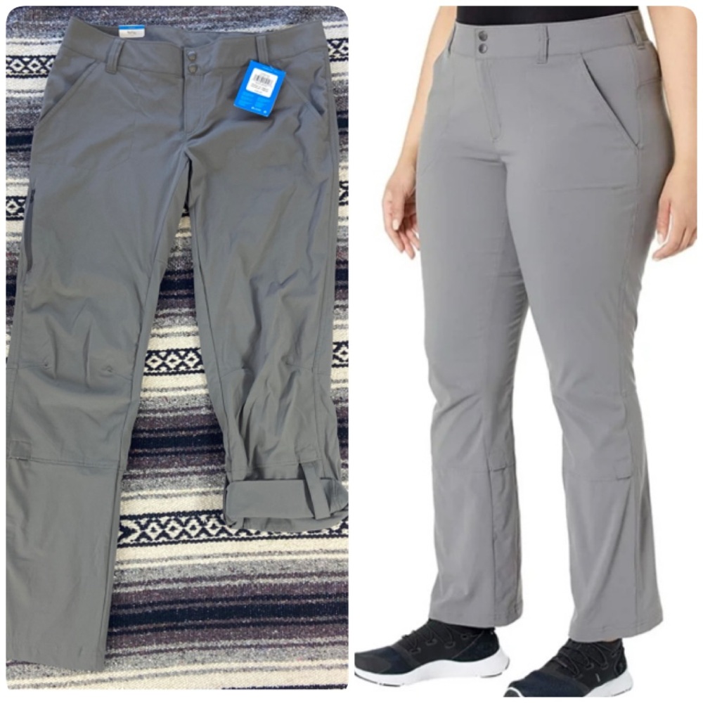 New NWT Columbia Women’s Saturday Trail Pants Size 14 Convertible Light Gray